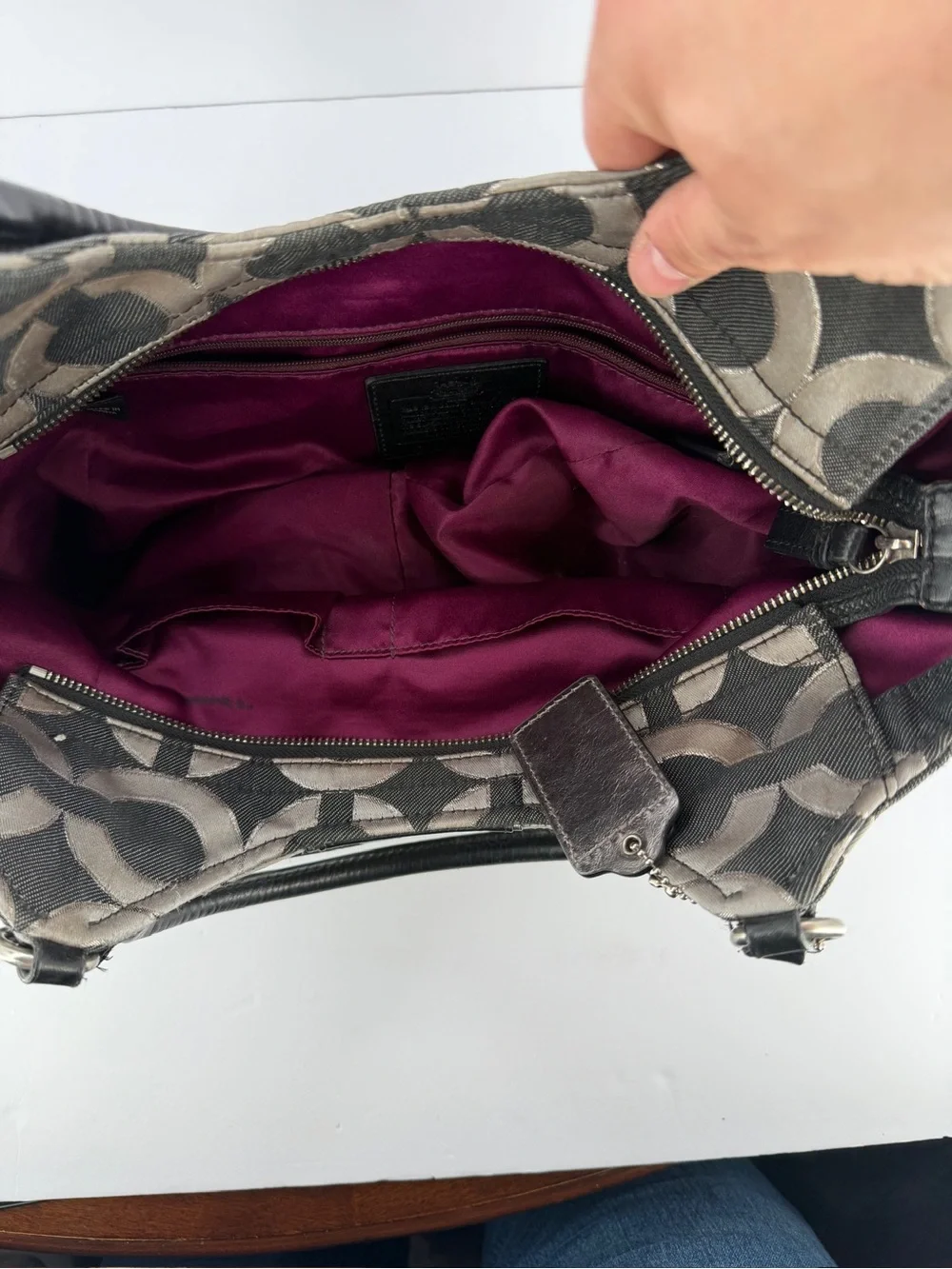Coach‎ Black and Gray Signature Hobo Bag